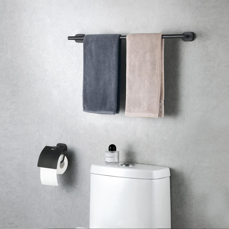 Porte-serviettes mural 24 po en acier inoxydable, Noir mat