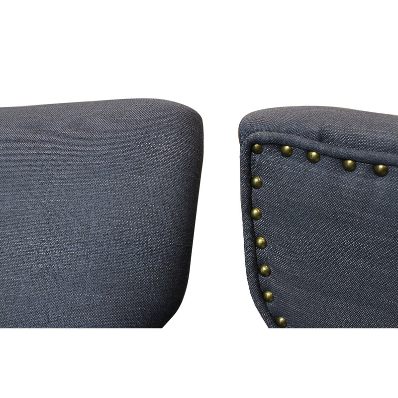 Chaise d'appoint en tissu bleu avec pieds naturels Outenbrook (ensemble de 2 pièces), Blue