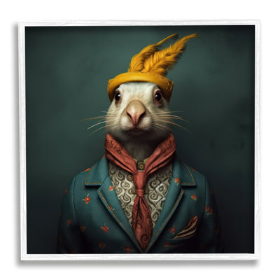 ba-928-Framed Vintage Elegant Rabbit Single Picture Frame Print on Canvas