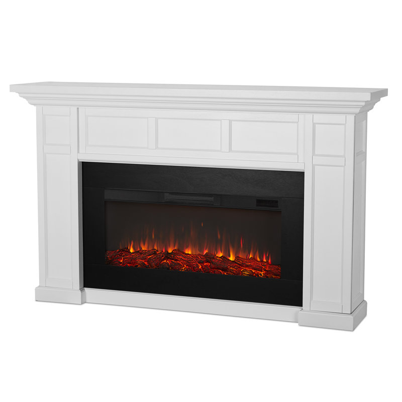 Alcott 75" Landscape Electric Fireplace by Real Flame, White, Standard