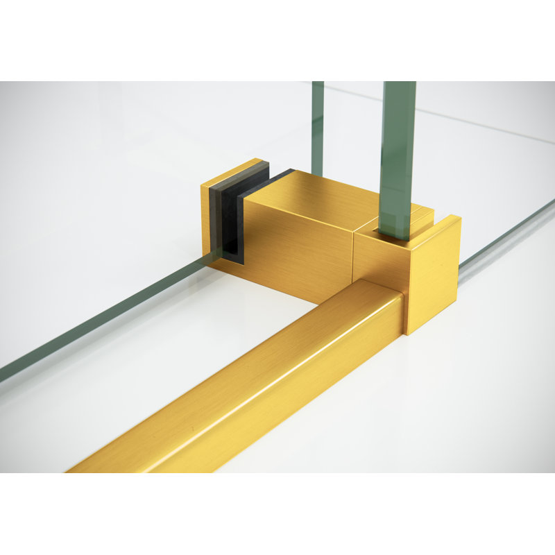 Eclipse 56 - 60 in. x 60 in. Fully Frameless Sliding Bathtub Door, Satin Brass