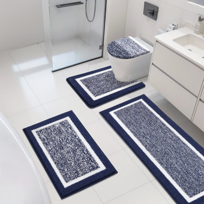 4 Piece Soft Absorbent Microfiber Bath Rug Set with Non-Slip Backing (Set of 4)