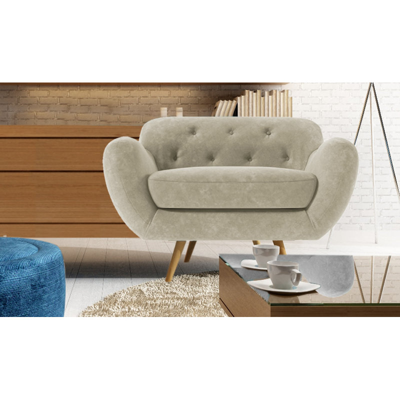 Jefferson Upholstered Armchair, Light Grey