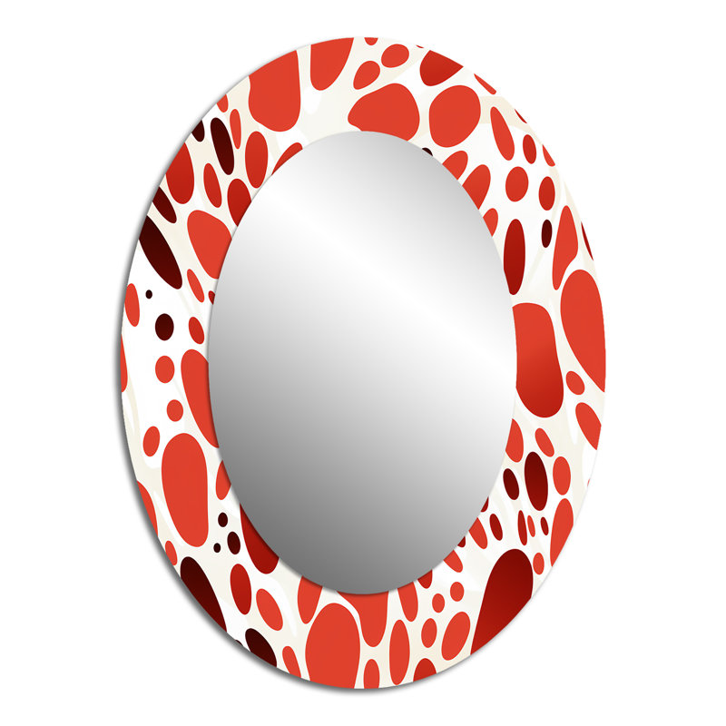 Motif à pois rouge et blanc - grand miroir mural à pois, miroir décoratif rouge, impression d'art en métal, H 40 po x l 30 po