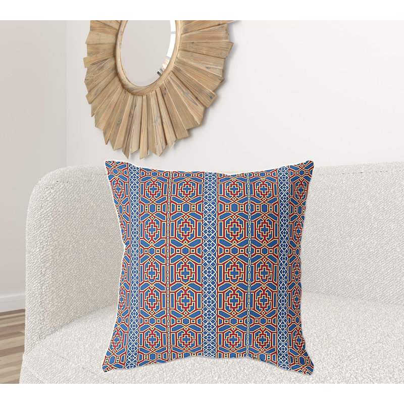 Coussin décoratif 28 po x 28 po Broadcloth Floral, Floral rouge / bleu