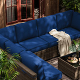 Cartert 14 Pcs Outdoor Cushion Cover Set For 4" Outdoor Cushions Patio Furniture Cushion Covers, Covers Only