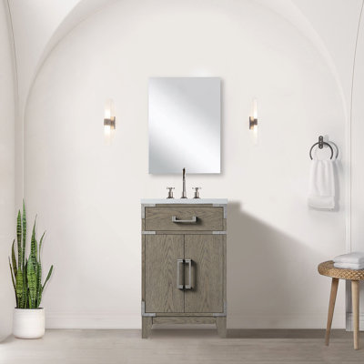 Meuble-lavabo simple 20 po X P 18 po D, comptoir en acrylique, 18 po Ensemble miroir et robinet