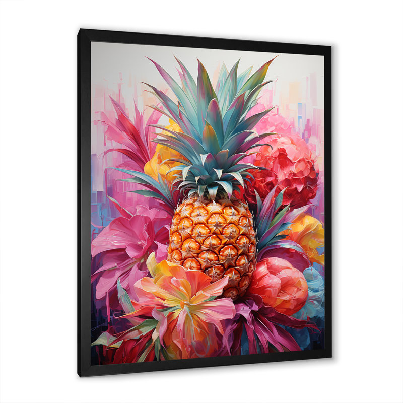 «Tropical Pinapple Fruit», impression sur toile, Cadre photo noir, H 32 po x l 16 po x P 1 po