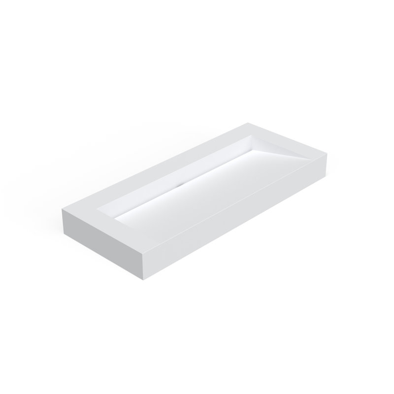 Badeloft 47.2" x 19.7" Rectangular Stone Resin Wall Mounted Bathroom Sink WT-04-C-M in Matte White, Matte White