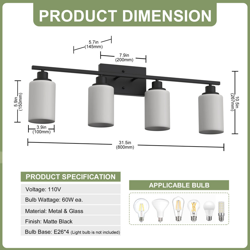 Applique à bras noire à 3 lumières, Clear/Drum, Noir mat, 6/40.5''(W)*10.7''(H)*5.7''(D)