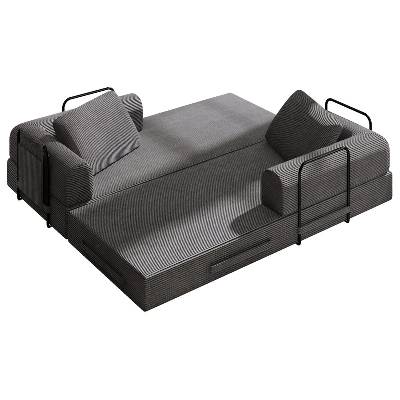 Canapé-lit convertible de 78 pouces avec matelas escamotable, aucun assemblage requis, solution de salon et de sommeil flexible pour les petits espaces.