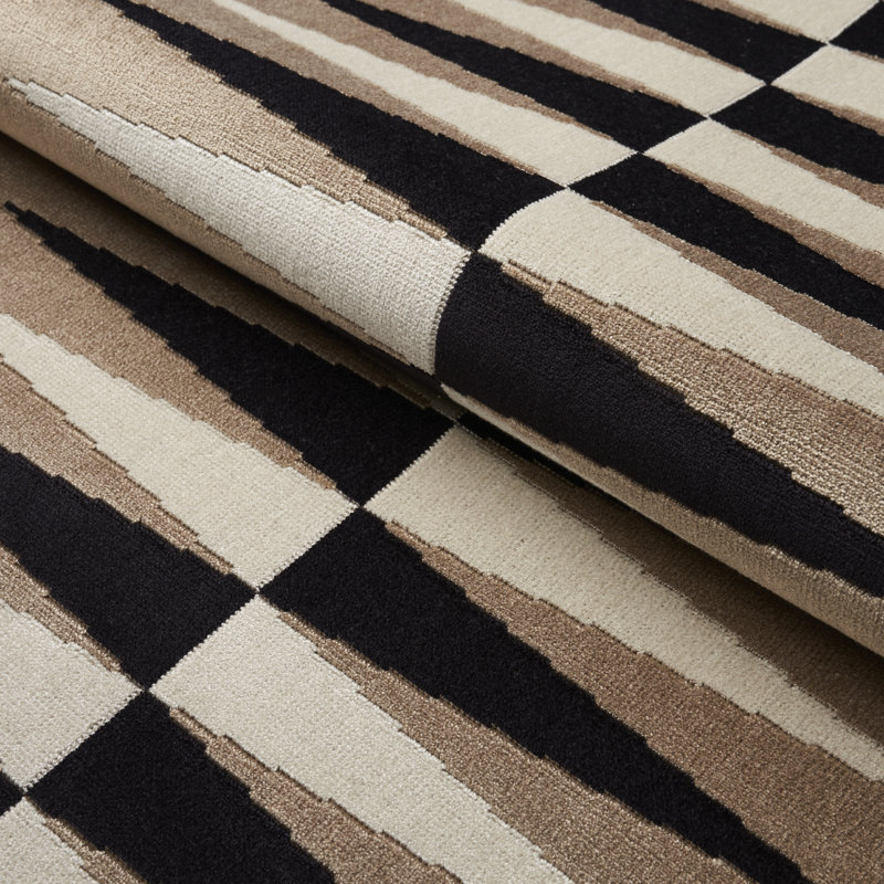 Schumacher x Mary McDonald Backgammon Cut Velvet Fabric, Neutral