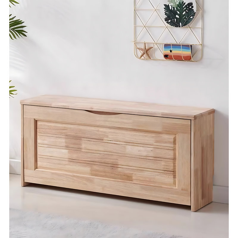 Banc à chaussures en bois massif Traditional, Tanné, H 16,54 po x l 31,5 po x P 9,45 po