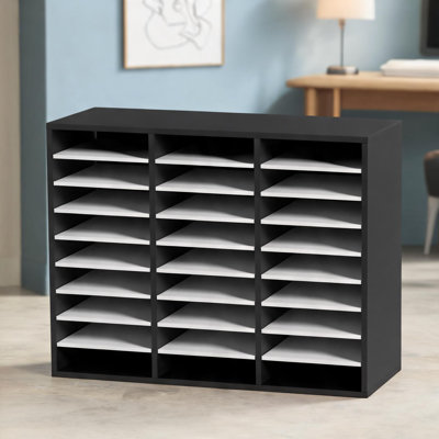 Organisateur de documents à 27 compartiments pour panneaux de particules, rangement pour dossiers d'école de bureau à domicile, unité de tri réglable noir de jais