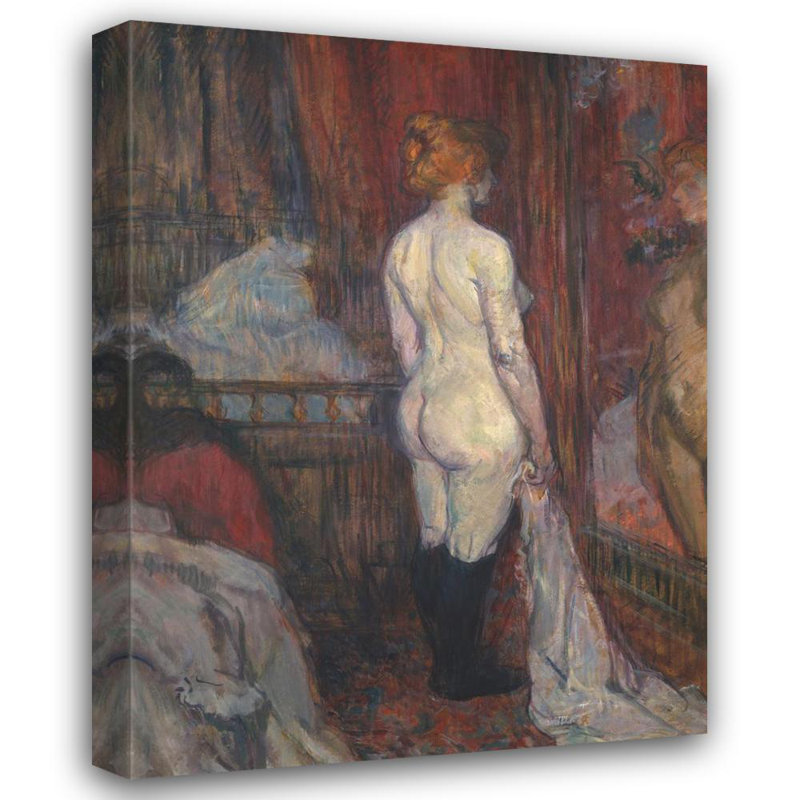 "Femme devant un miroir" par Henri De Toulouse-Lautrec - Art mural sur toile tendue avec châssis, H 18 po x l 14 po