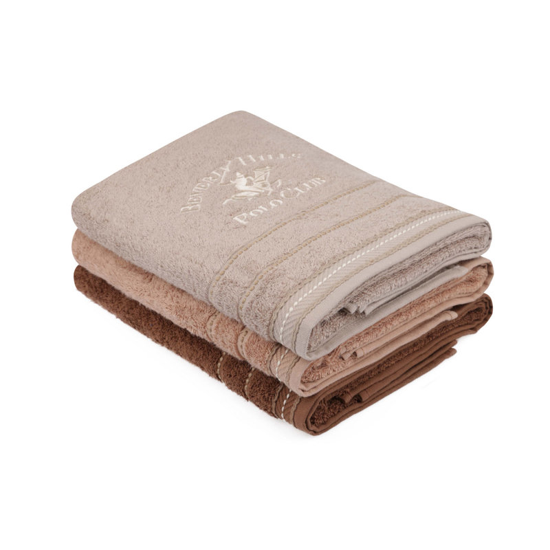 Ensemble de serviettes de bain 100% coton 3 pièces Beppo, Brun / beige / taupe