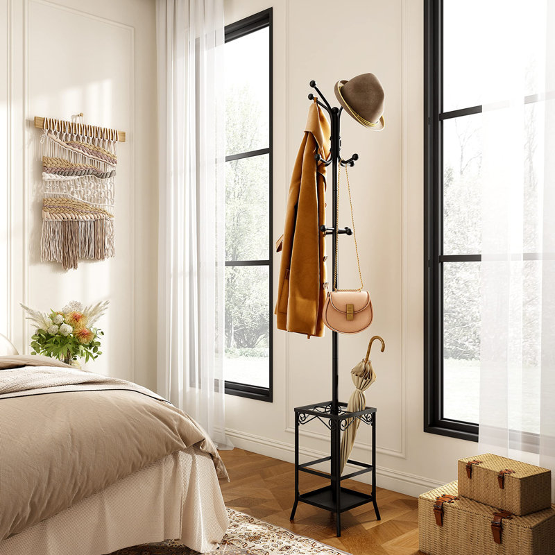 Caisi Iron Freestanding 12 - Hook Coat Rack, Black