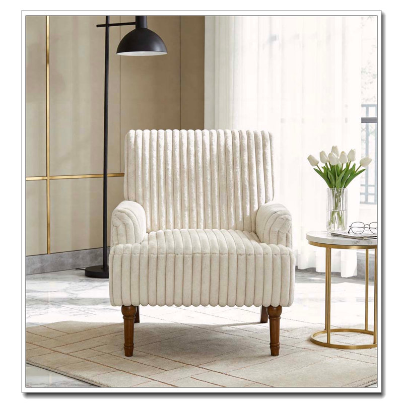 Modern Accent Corduroy Chair, Beige