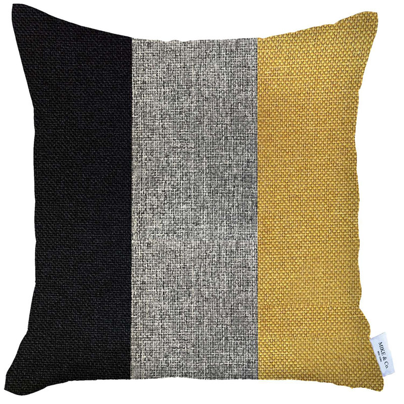 Boho-Chic Black Yellow Gray Jacquard Pillow Cover
