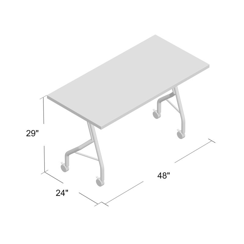 Gaona Rectangle Flip Top Modular Training Table with Casters, Designer White, 29" H x 48" W x 24" D