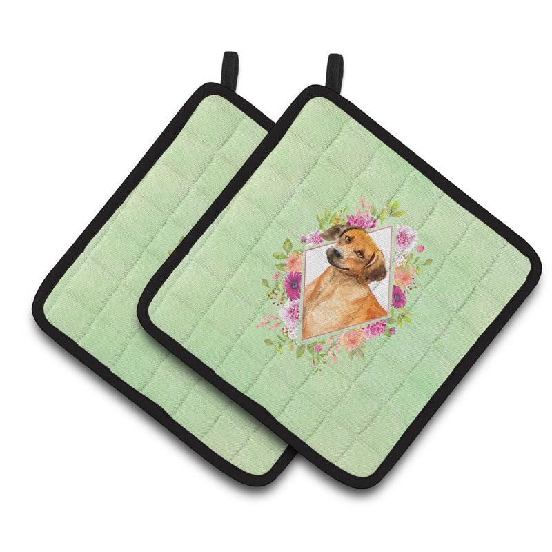 Ensemble de cuisinier poignée 2 pièces caroline trésors sheltie, Vert, Chien de Rhodésie à crête dorsale