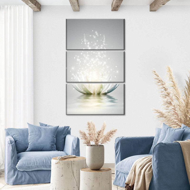 " Lotus Sparkle " 3 - Pieces, 38" H x 24" W x 1.25" D