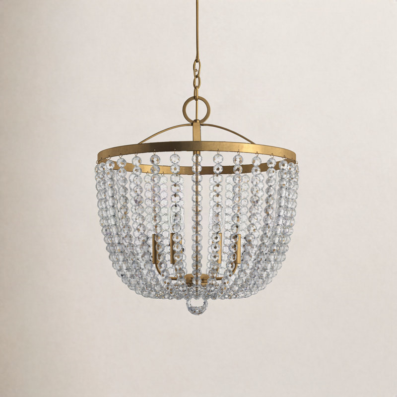 Conway Wrought Iron 4-Light Chandelier, Antique Gold