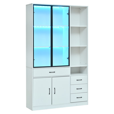 200 Cm Tall Storage Cabinet With Glass Doors