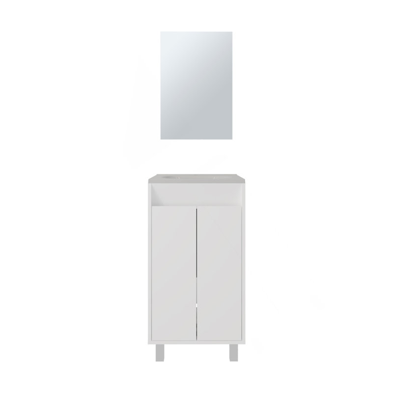 Armoire de salle de bain à miroir Brady, une porte, deux tablettes, blanc, Blanc