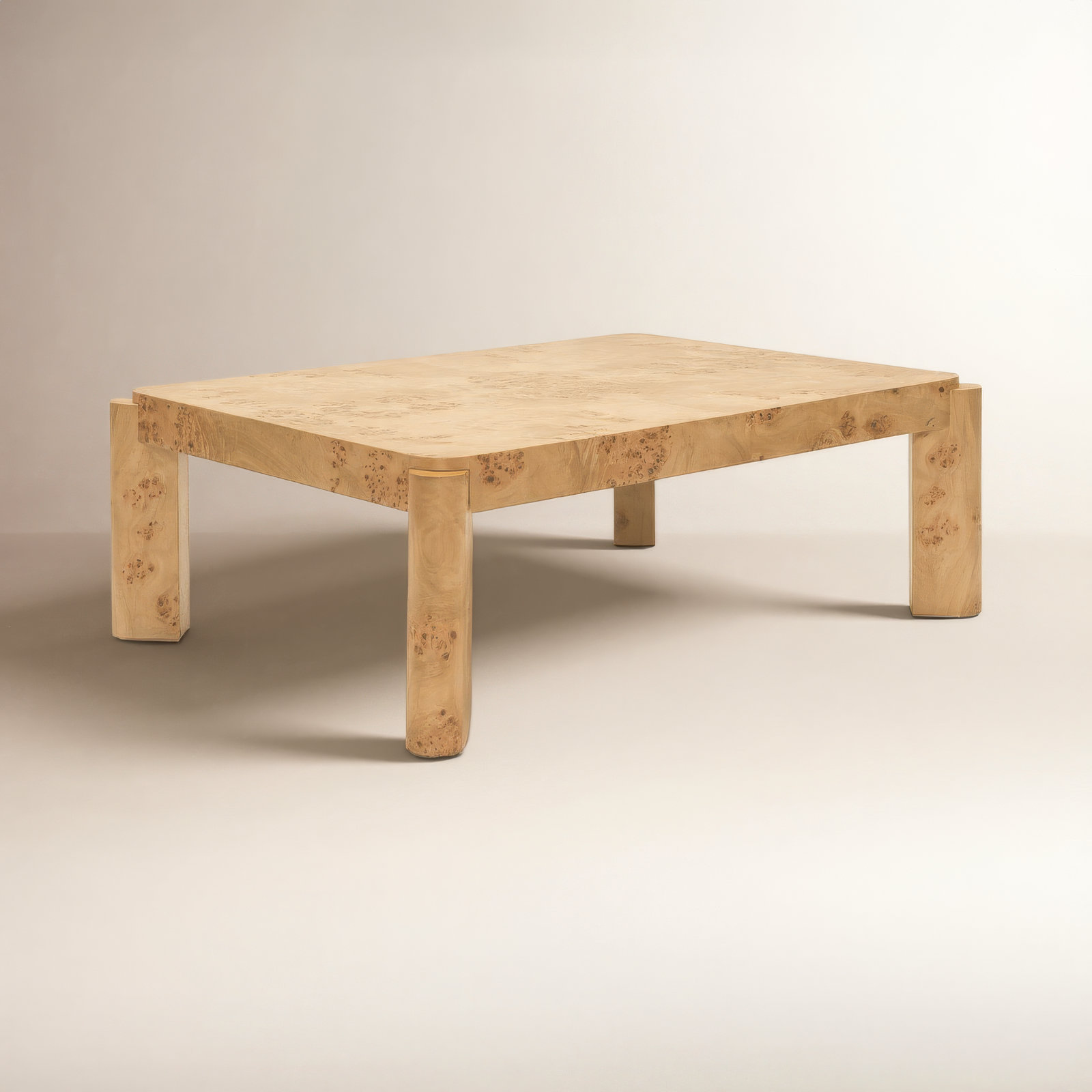 Jakus 47" Burl Wood Coffee Table, Clear Maple Burl