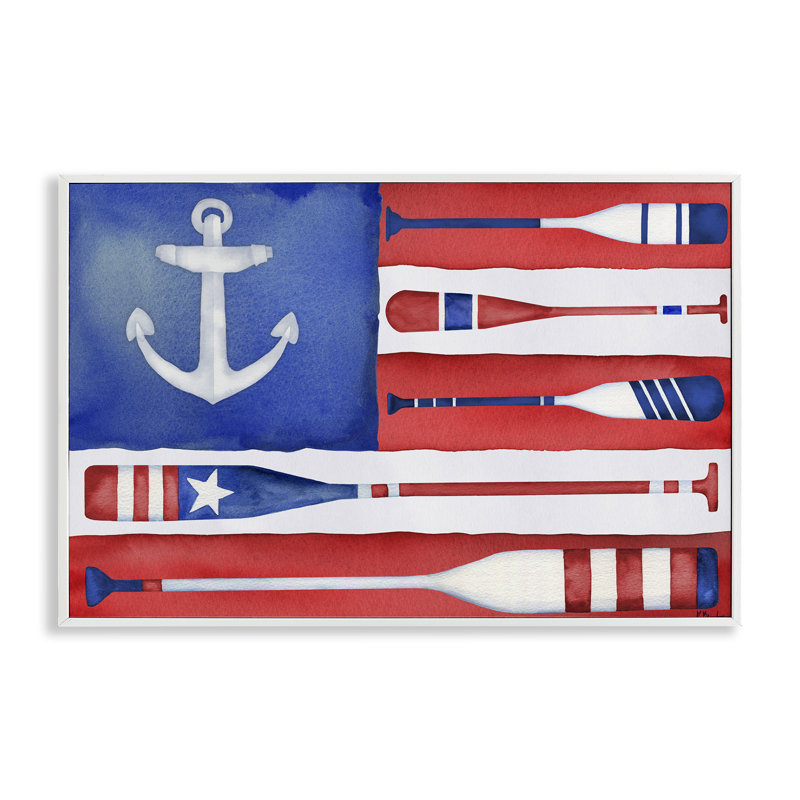  «Patriotic Oar Flag», estampe numérique par Paul Brent, H 12 po x l 18 po, Estampe numérique encadrée blanc bord de mer