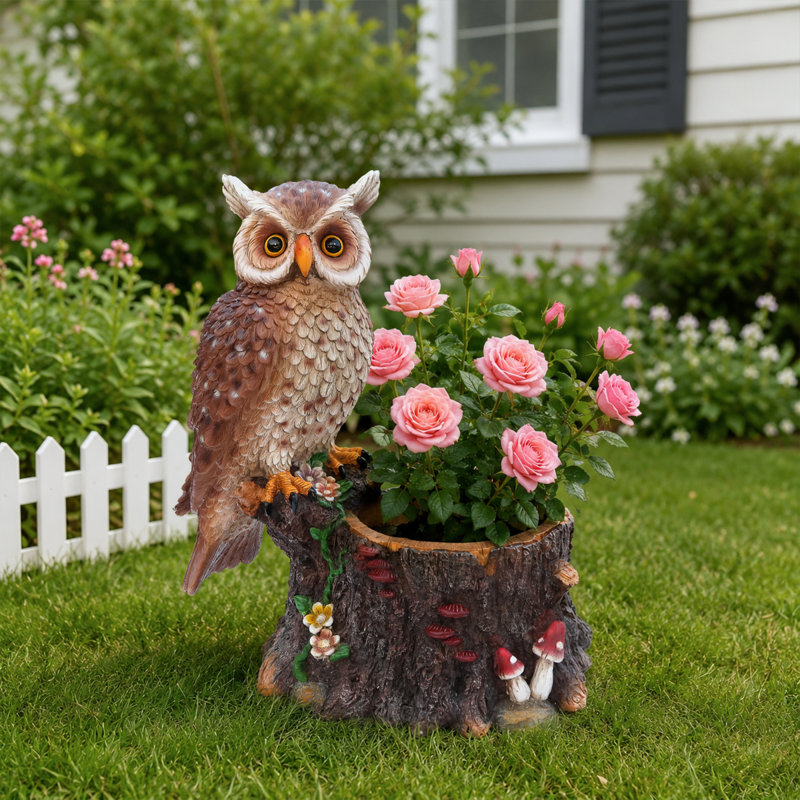 Jardinière multifonctionnelle hibou en résine 24,41 po pour la maison