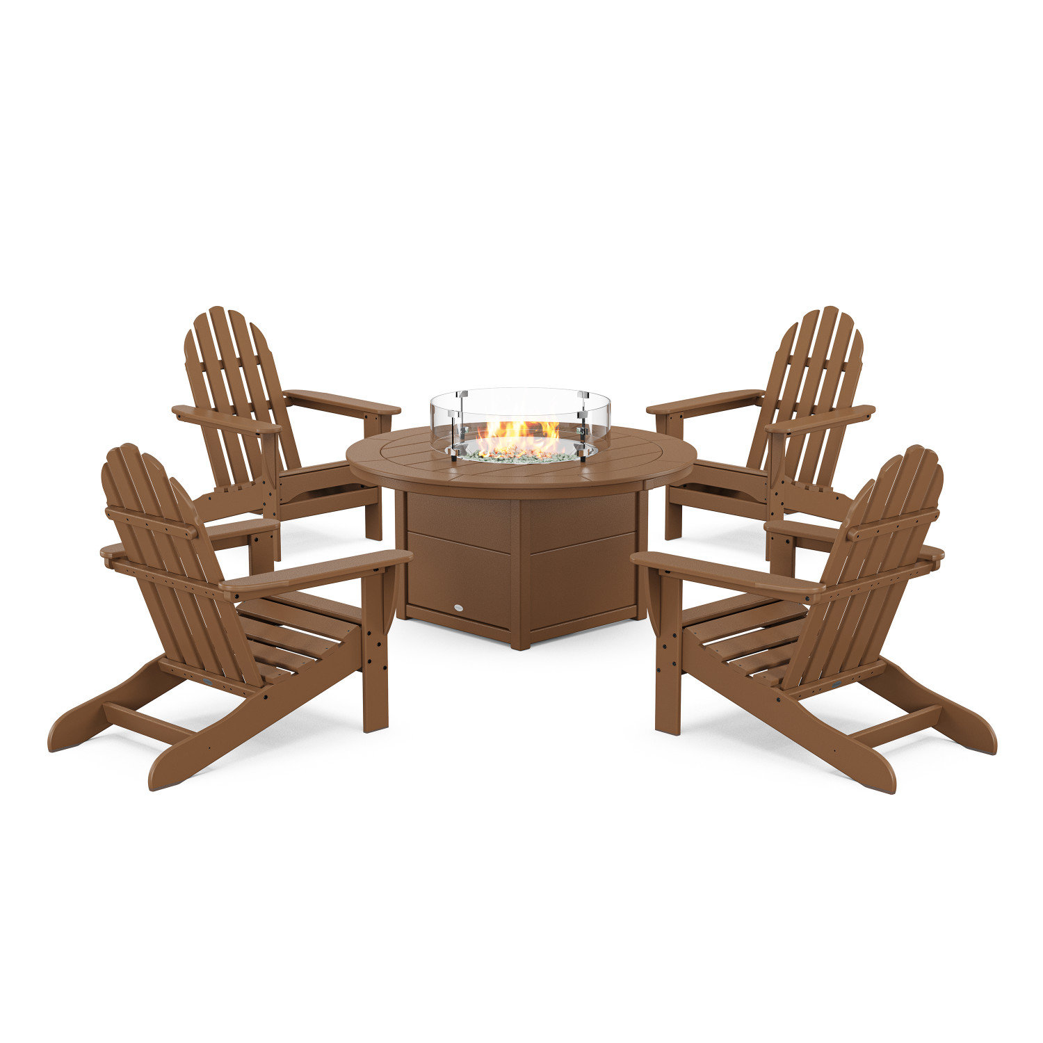POLYWOOD® Classic Adirondack 4-Person Patio Seating Group, Teak