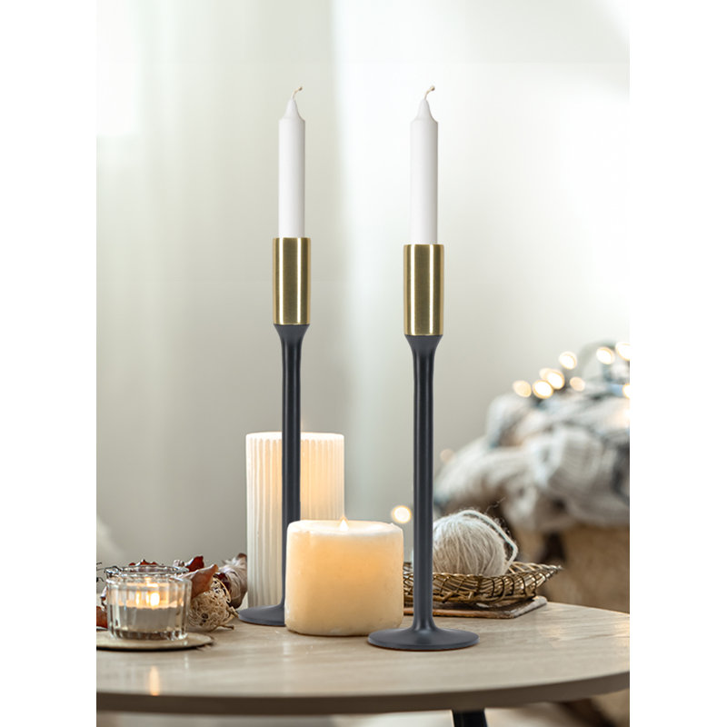 Metal Tabletop Candlestick, 8.5" H x 3.5" W x 3.5" D