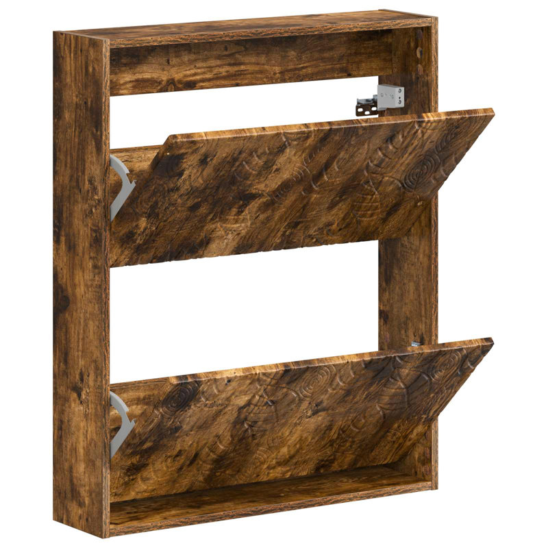 Flip Down Shoe Storage, 86 cm H x 71 cm W x 17 cm D, Smoked Oak
