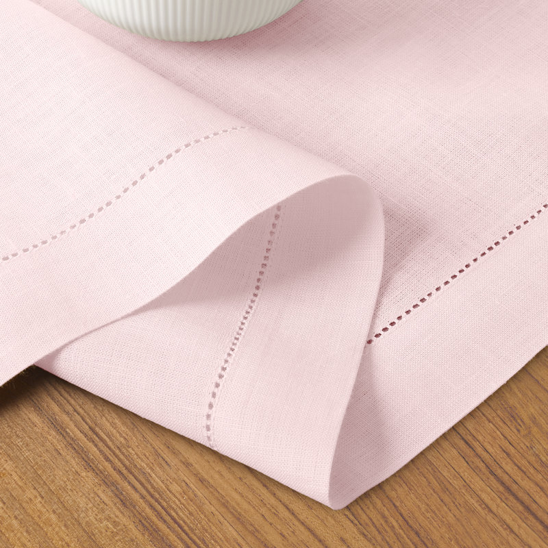 Chemin de table 100% lin D'Okok Homes, Rose pastel, L 90 po x P 14 po