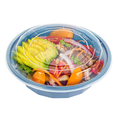 Restaurantware-Asporto 16 Ounce Round Take Out Containers, 100 Food Containers With Lids - Microwavable, Disposable, Midnight Blue Plastic To Go Boxes For Food, No BPA, For Take Out And Delivery