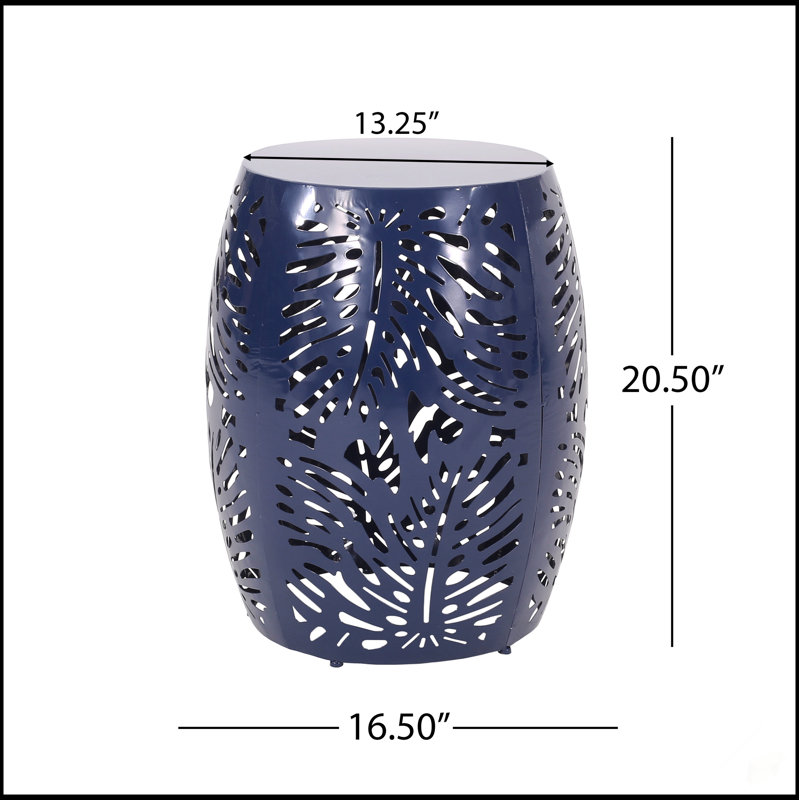 Élégante table de bout en métal avec structure en fer durable et design élégant en feuille de palmier pour une utilisation intérieure et extérieure
