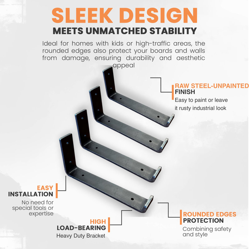Alaisha Metal Bracket Shelf, Raw Steel