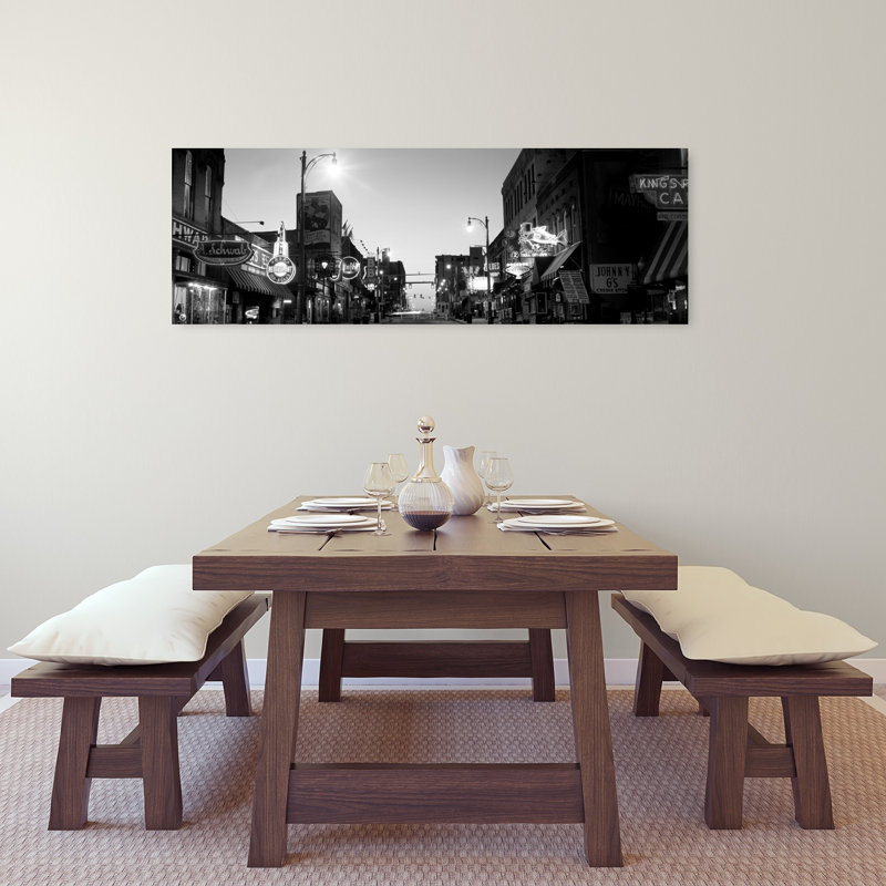 Buildings in a city at dusk Beale Street Memphis Tennessee USA 1 Piece Wrapped Canvas Panoramic Wall Art