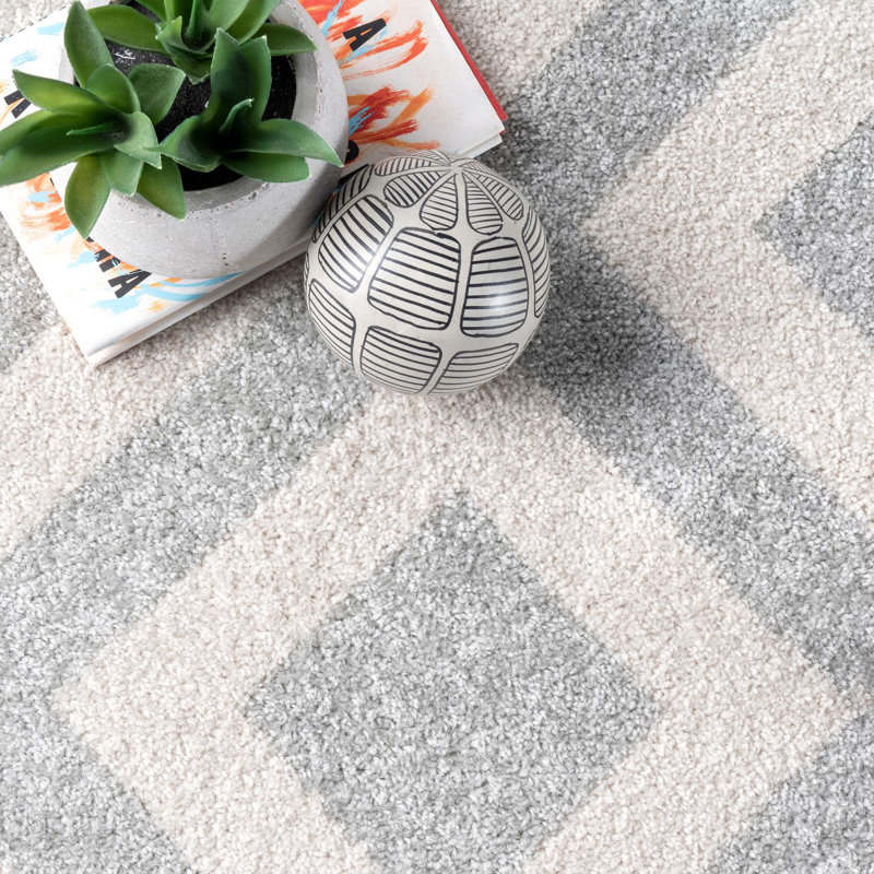 Tapis gris / blanc Frances, Rectangle l 4 pi x L 6 pi