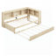 Lit de jour fonctionnel avec lit gigogne, armoires de rangement et ports USB, idéal pour une vie confortable et peu encombrante-648432382