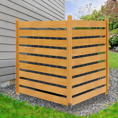 Écran d'intimité extérieur, poubelle de climatiseur, panneaux de clôture en bois