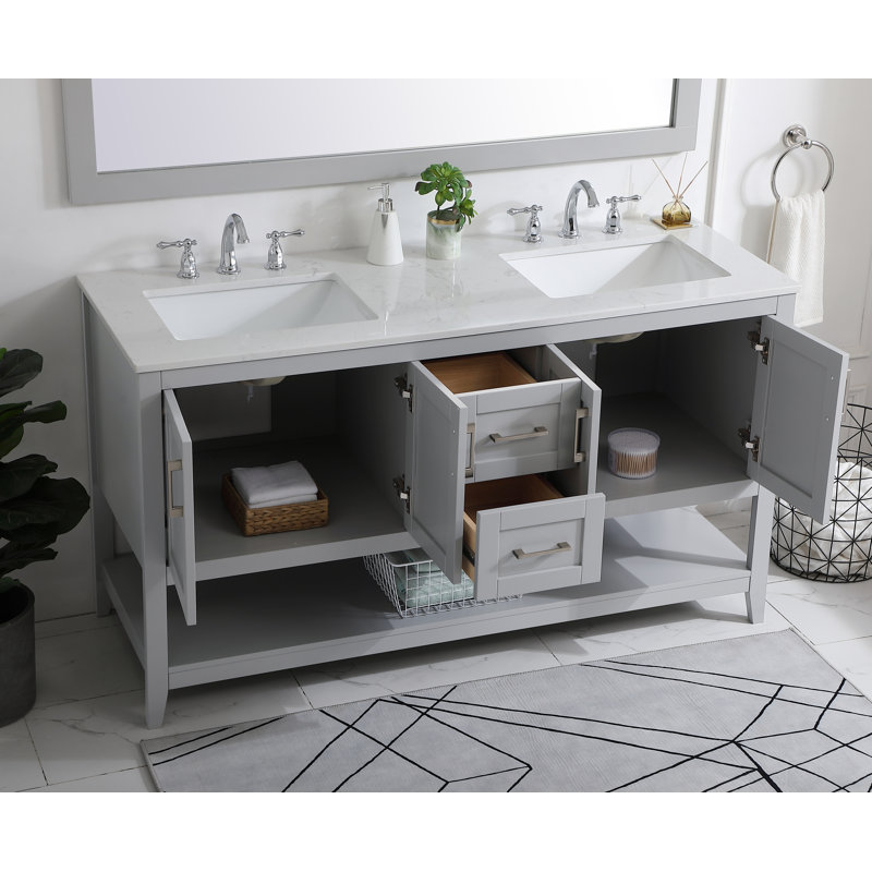 Ensemble de meuble-lavabo double 60 po Scottsbluff, Gris