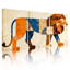 Tableau abstrait géométrique de lion sur toile tendue (lot de 3)-1957659044