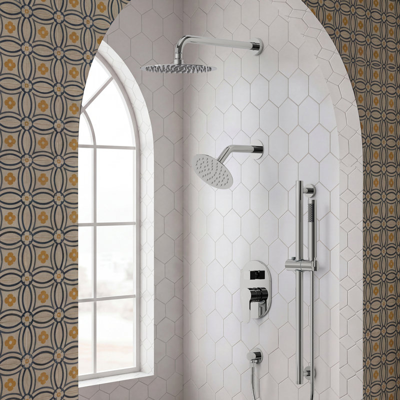 Pressure‑Balanced Shower System, 10" Rainfall Dual  Showerheads with Handheld Shower, Chrome