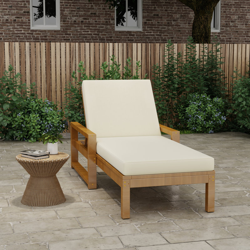 Chaise longue d'extérieur en acacia, Teck clair