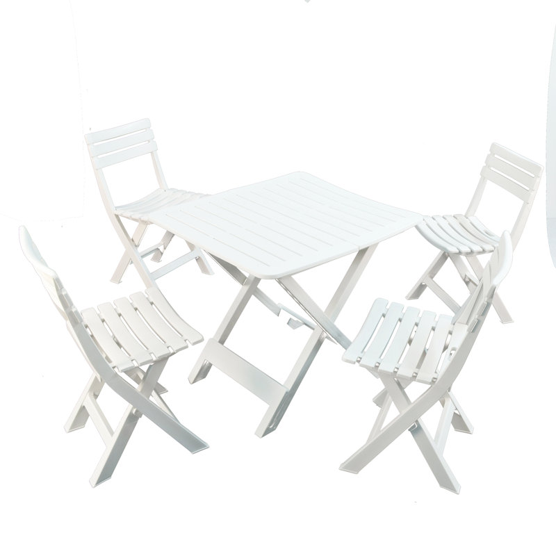 Brescia Folding Table with 4  Chairs Garden Set, White