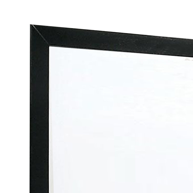 Miroir de commode Ryla, cadre carré de 38 pouces, bois massif de ferme, Verticale, Noir