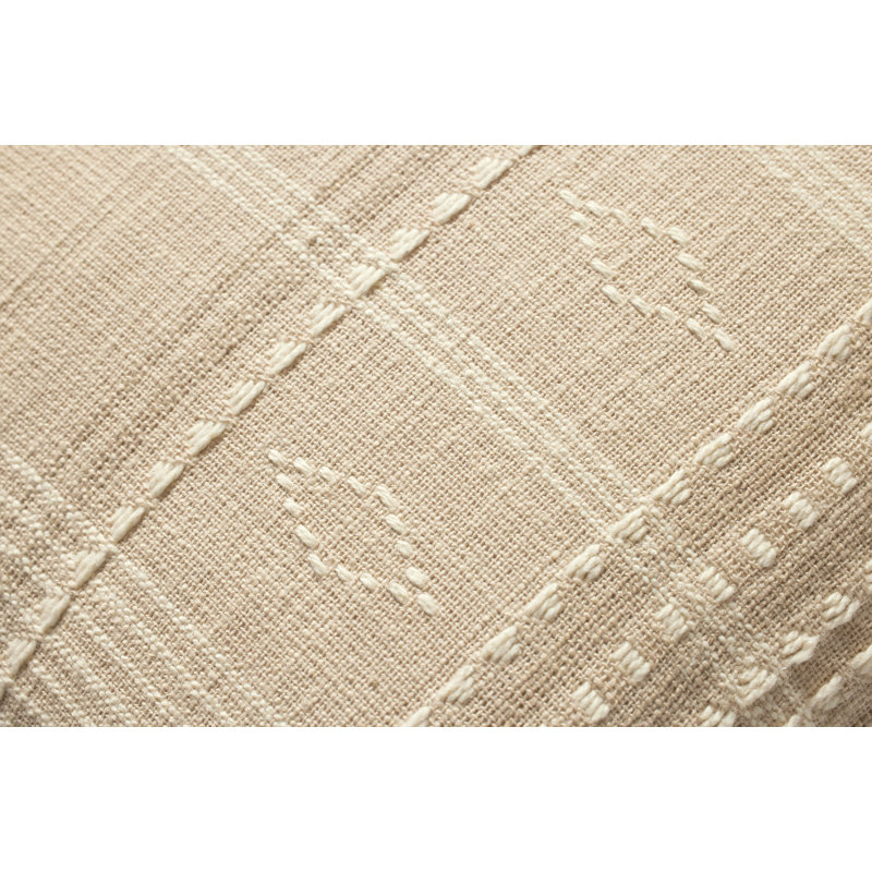 Angela Rose Beige and Ivory Cotton Square Throw Pillow